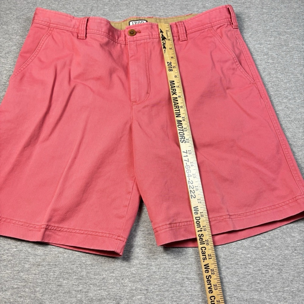 IZOD Saltwater Shorts Mens 38 Vibrant Pink Salmon Chino Stretch Flat Front 38x9 - Picture 4 of 10